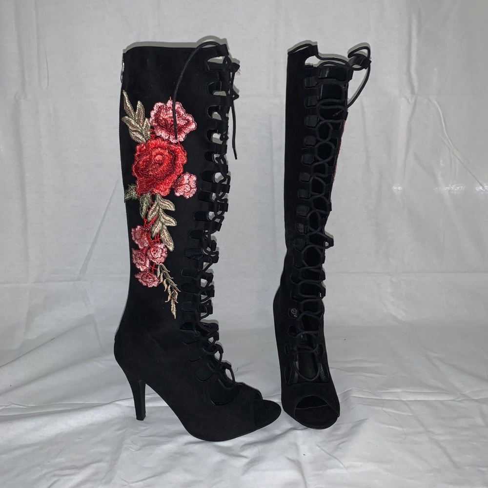 Knee length high heels